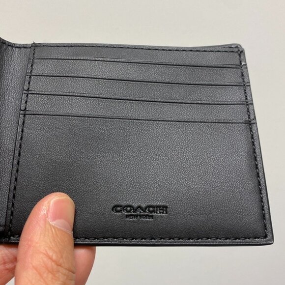 Coach Id Billfold Wallet In Signature Canvas, Men Wallet, Black - Picture 4 of 5